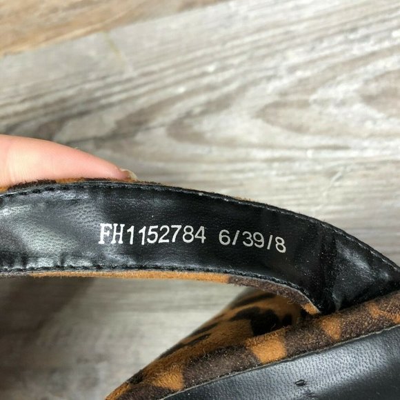 Boohoo Block Heel Leopard Print Sandals Wrap Ankle Size 8 Open Toe Brown Black - Picture 12 of 12